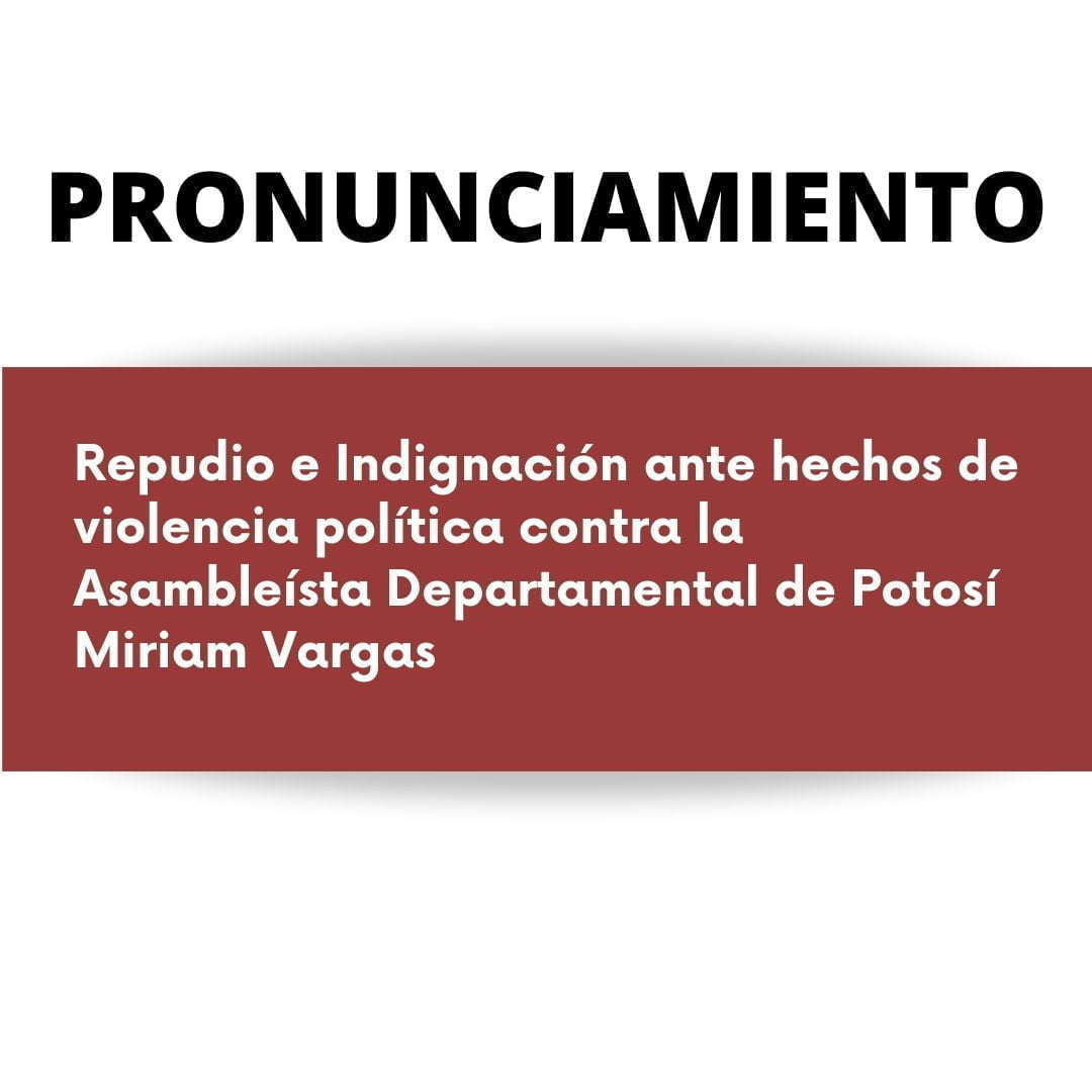 Pronunciamiento: Repudio e Indignación ante hechos de violencia política  contra la Asambleísta Departamental de Potosí Miriam Vargas | Fundación  Construir