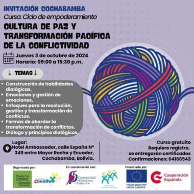 Cochabamba – Empoderamiento:Cultura de paz y transformación pacífica de la Conflictividad